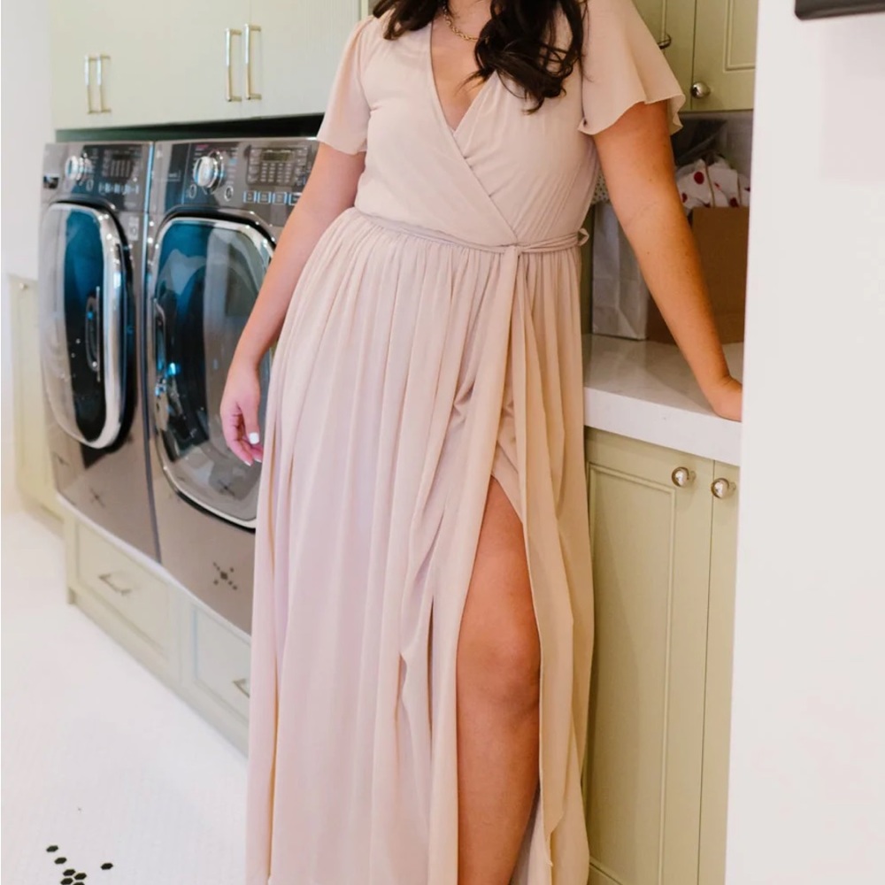 Champagne maxi bridesmaid dress